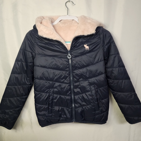 abercrombie kids Other - Abercrombie Kids Navy and Pink Reversible Girls Coat